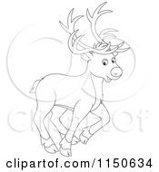 Poster, Art Print Of Outlined Walking Christmas Reindeer