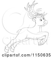 Poster, Art Print Of Outlined Leaping Or Flying Christmas Reindeer