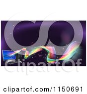Clipart Of A Desktop Computer With Rainbow Waves Royalty Free Vector Clipart