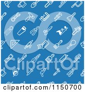 Clipart Of A Seamless Blue Tool Background Royalty Free Vector Clipart