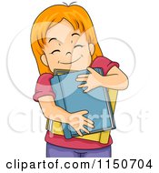 Poster, Art Print Of Happy Red Haired Girl Hugging Books