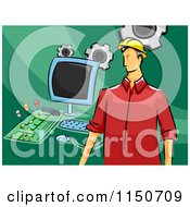 Poster, Art Print Of Male Computer Engineer With Parts