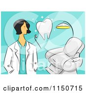 Poster, Art Print Of Female Dentist With A Tooth And Chair