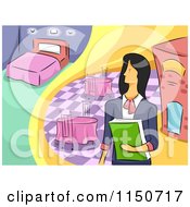 Cartoon Of A Female Hotel And Restaurant Manager Royalty Free Vector Clipart
