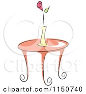 Cartoon Of A Chic Side Table With A Flower In A Vase Royalty Free Vector Clipart