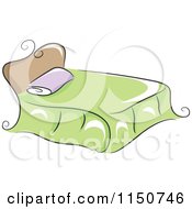 Poster, Art Print Of Chic Bed With A Green Blanket