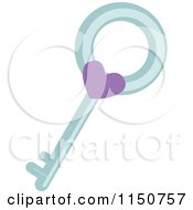 Cartoon Of A Skeleton Key With A Heart Royalty Free Vector Clipart by BNP Design Studio