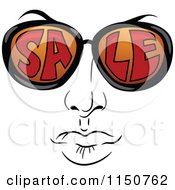 Cartoon Of A Face With Sale Glasses Royalty Free Vector Clipart