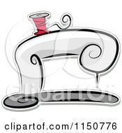 Cartoon Of A Sewing Machine With Red Thread Royalty Free Vector Clipart by BNP Design Studio