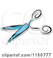 Cartoon Of A Pair Of Blue Scissors Royalty Free Vector Clipart