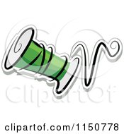Cartoon Of A Spool Of Green Thread Royalty Free Vector Clipart