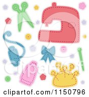 Cartoon Of Sewing Design Elements Royalty Free Vector Clipart