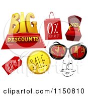 Cartoon Of Discount And Sale Design Elements Royalty Free Vector Clipart