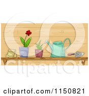 Poster, Art Print Of Shelf Of Garden Tools And Plants