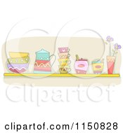 Shelf Of Cups And Sugar In A Kitchen
