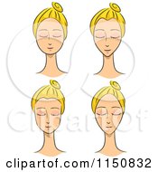 Cartoon Of Blond Women With Different Face Shapes Royalty Free Vector Clipart