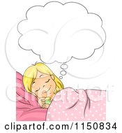 Cartoon Of A Happy Girl Dreaming Royalty Free Vector Clipart