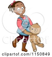 Poster, Art Print Of Happy Black Girl Dancing With A Teddy Bear