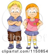 Cartoon Of A Stubborn Boy And Girl Royalty Free Vector Clipart