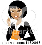 Cartoon Of An Asian Businesswoman With A Pen And Notepad Royalty Free Vector Clipart