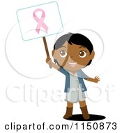Poster, Art Print Of Black Or Indian Girl Holding Up A Breast Cancer Awareness Sign