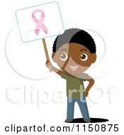 Poster, Art Print Of Black Boy Holding Up A Breast Cancer Awareness Sign