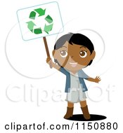 Poster, Art Print Of Black Or Indian Girl Holding Up A Recycle Sign