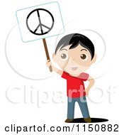 Poster, Art Print Of Boy Holding Up A Peace Sign
