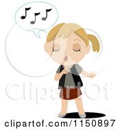 Cartoon Of A Blond Girl Singing Royalty Free Vector Clipart by Rosie Piter
