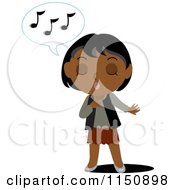 Cartoon Of A Black Or Indian Girl Singing Royalty Free Vector Clipart