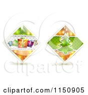 Clipart Of Diamond Christmas Gift And Tree Icons Royalty Free Vector Clipart