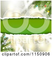 Poster, Art Print Of Snowflake Christmas Background With Torn Paper Copyspace And Branches
