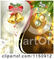 Poster, Art Print Of Christmas Background Of Bells And Christmas Tree Branches