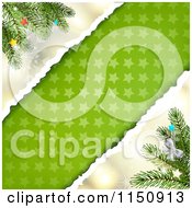 Poster, Art Print Of Snowflake Christmas Background With Torn Star Paper Copyspace And Branches