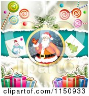 Poster, Art Print Of Christmas Candy Background With A Santa Bauble Pictures And Gifts