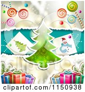 Poster, Art Print Of Christmas Candy Background With A Christmas Tree And Gifts