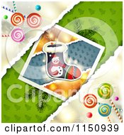 Poster, Art Print Of Christmas Candy Background With A Stocking Picture