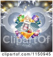 Clipart Of A Christmas Background Of A Stocking Diamond With Gifts Royalty Free Vector Clipart by merlinul