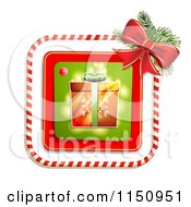 Clipart Of A Candy Cane Border Around A Christmas Gift Royalty Free Vector Clipart
