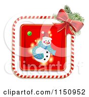 Clipart Of A Candy Cane Border Around A Christmas Snowman Royalty Free Vector Clipart