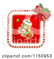 Clipart Of A Candy Cane Border Around A Christmas Stocking Royalty Free Vector Clipart