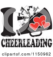 Poster, Art Print Of I Heart Cheerleading With A Pom Pom And Megaphone
