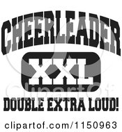 Cartoon Of Black And White Cheerleader Xxl Double Extra Loud Text Royalty Free Vector Clipart