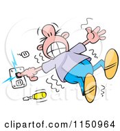 Cartoon Of A Man Having A Shocking Experience Royalty Free Vector Clipart