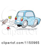 Poster, Art Print Of Blue Just Divorced Car With Cans And A Shoe