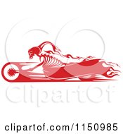 Poster, Art Print Of Red Flaming Skeleton Biker On A Motorcycle With Copyspace