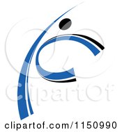 Clipart Of A Dancing Blue Person Royalty Free Vector Clipart