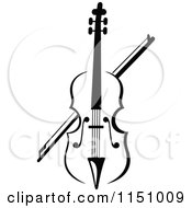 Clipart Of A Black And White Viola Or Fiddle Violin 2 Royalty Free Vector Clipart