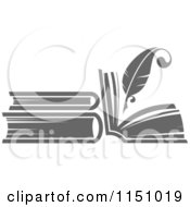 Poster, Art Print Of Grayscale Feather Quill Pen And Books
