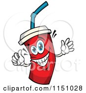 Clipart Of A Happy Red Fountain Drink Cup Mascot Royalty Free Vector Clipart